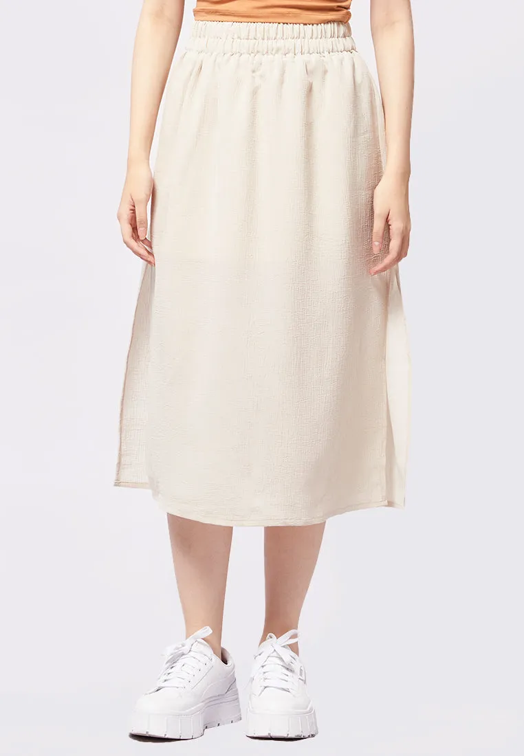 Loose Midi Skirt with Slit Details