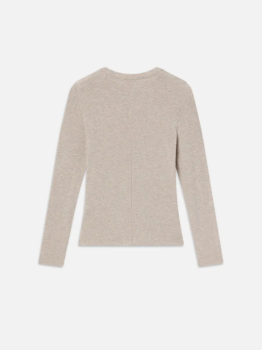 L/S Rib Button Crew | Oatmeal Heather