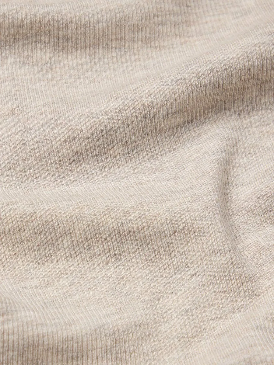L/S Rib Button Crew | Oatmeal Heather