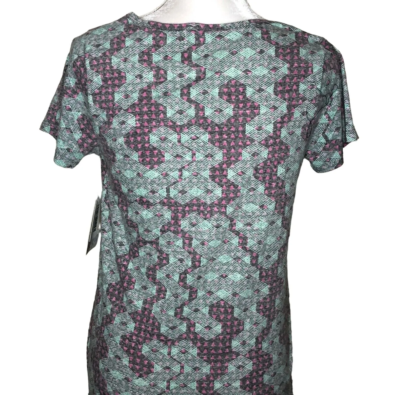 LuLaRoe Classic T Women's Top XS Gray Pink Light Green Geometric NWT