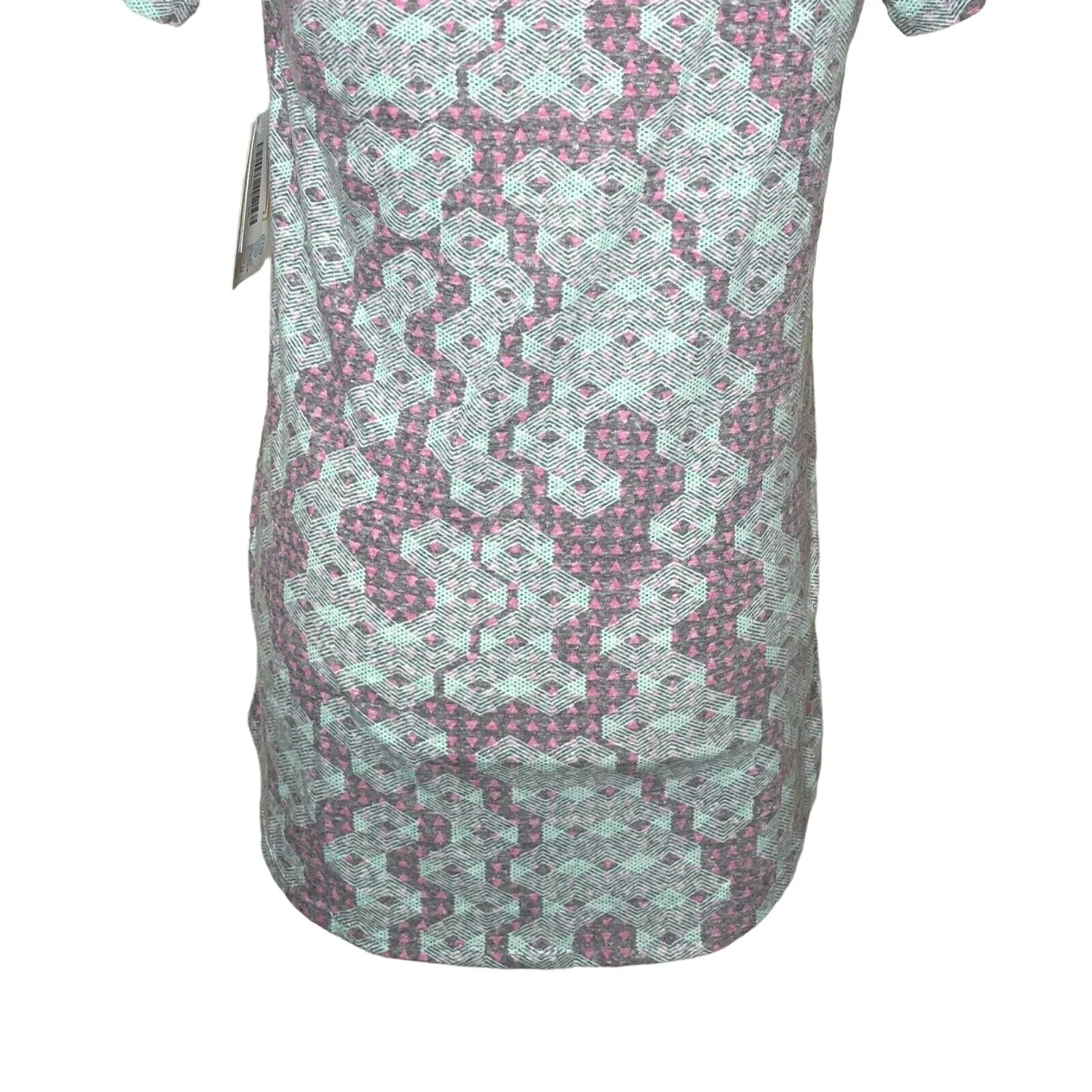 LuLaRoe Classic T Women's Top XS Gray Pink Light Green Geometric NWT