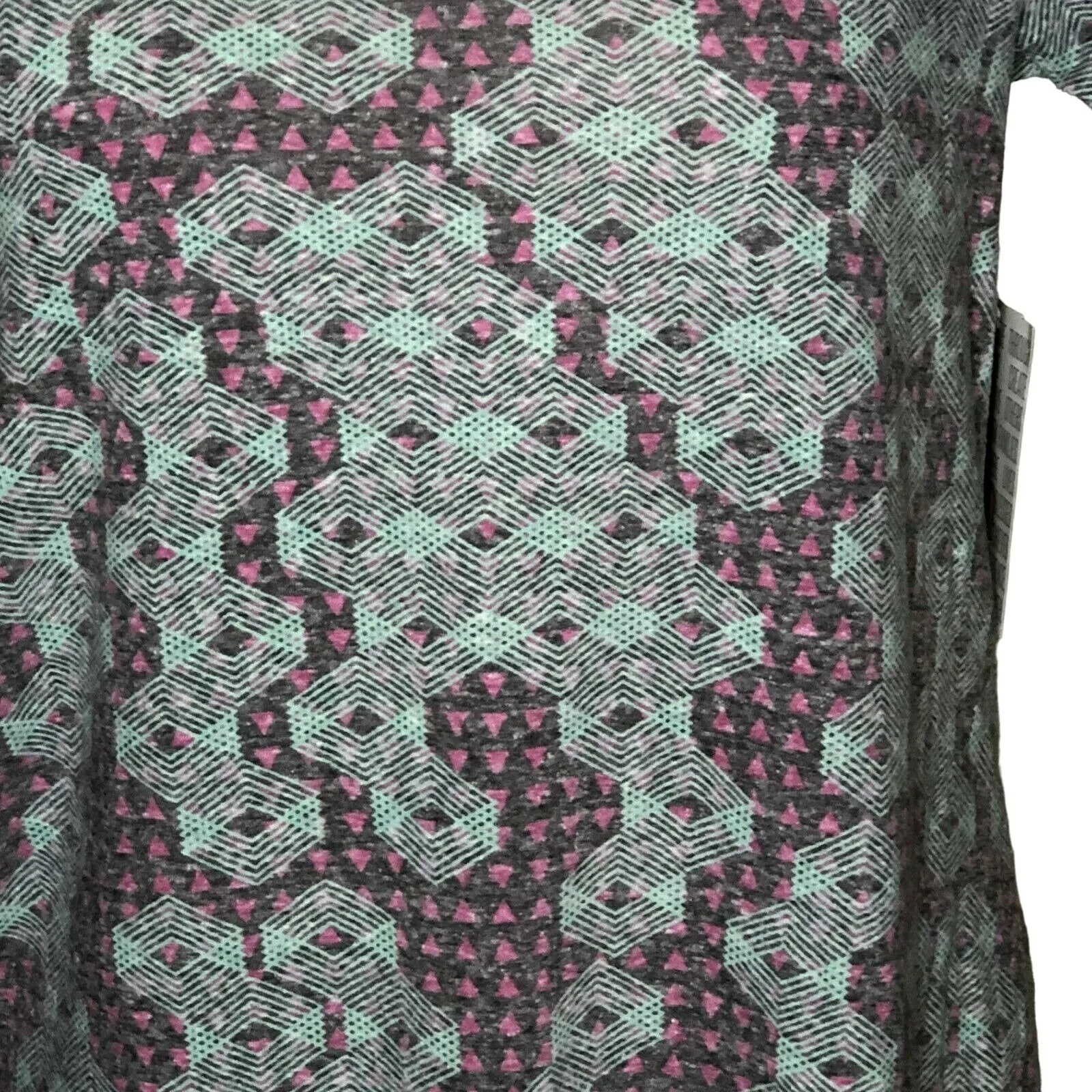 LuLaRoe Classic T Women's Top XS Gray Pink Light Green Geometric NWT