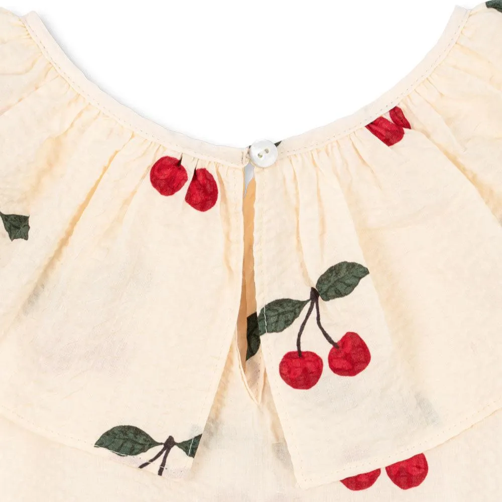 Lunella Cherry Print Long Sleeve Ruffle Frill Party Dress
