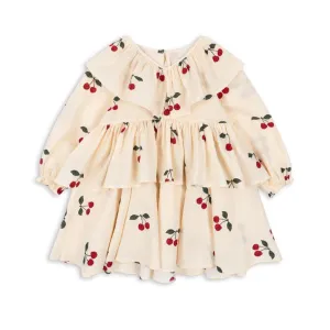 Lunella Cherry Print Long Sleeve Ruffle Frill Party Dress