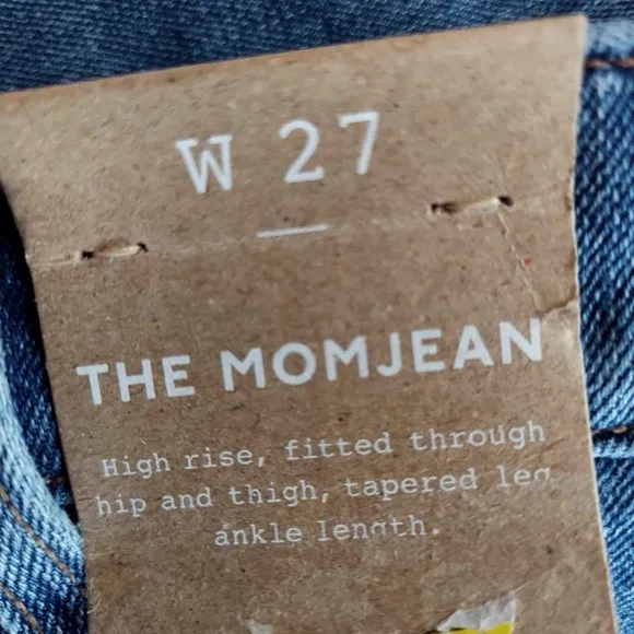 Madewell The Mom Jean Super High Rise Tapered Leg Ankle Jeans Size 27