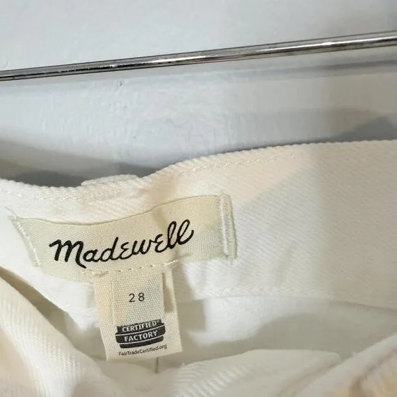 Madewell The Rilee Denim Midi Skirt - Tile White Size 28