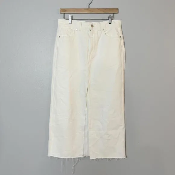 Madewell The Rilee Denim Midi Skirt - Tile White Size 28