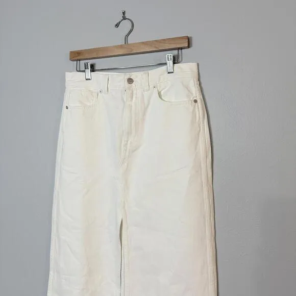 Madewell The Rilee Denim Midi Skirt - Tile White Size 28