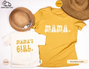 Mama & Mama's Girl, Matching Mommy and Me Flower Shirts, Mustard / Natural