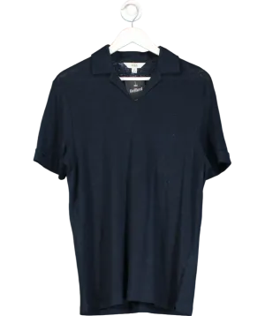 M&S Blue Cotton Rich Textured Polo Shirt UK S