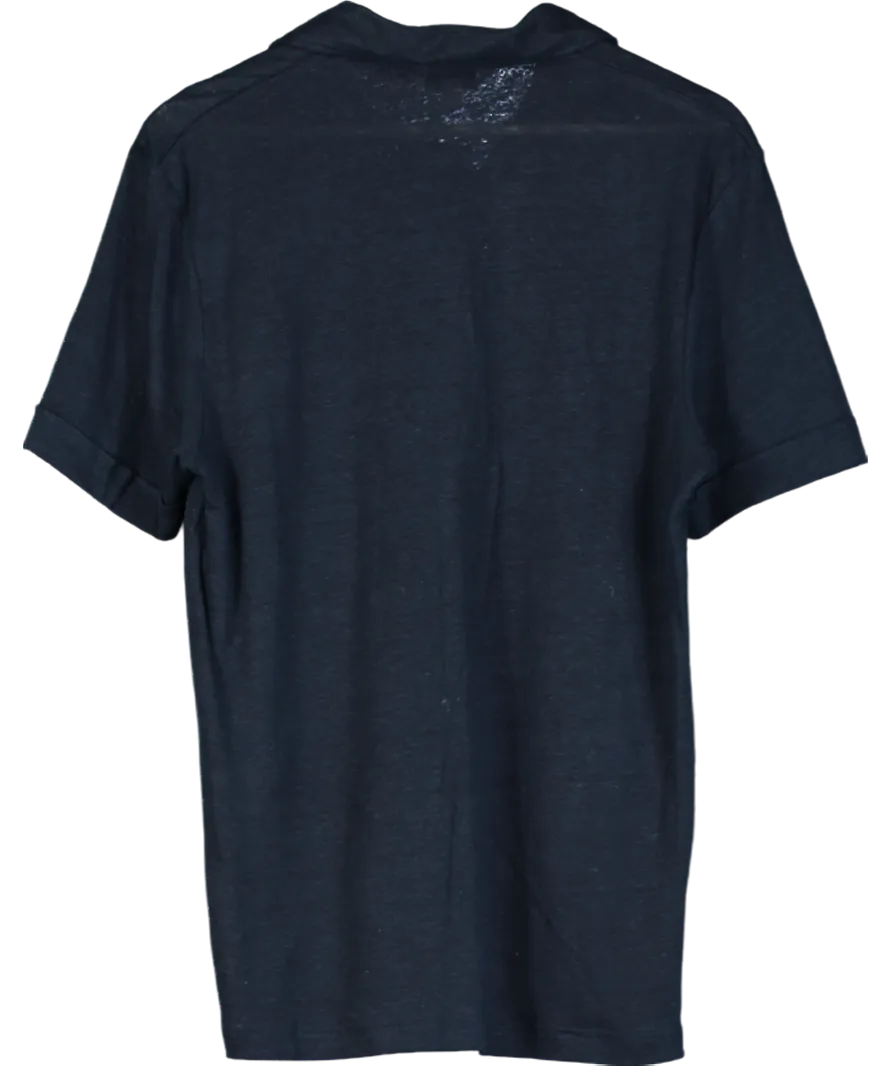 M&S Blue Cotton Rich Textured Polo Shirt UK S