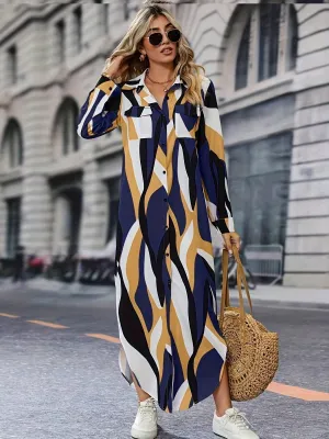 Marga - Printed Shirt Dress with Collar and Long Sleeves