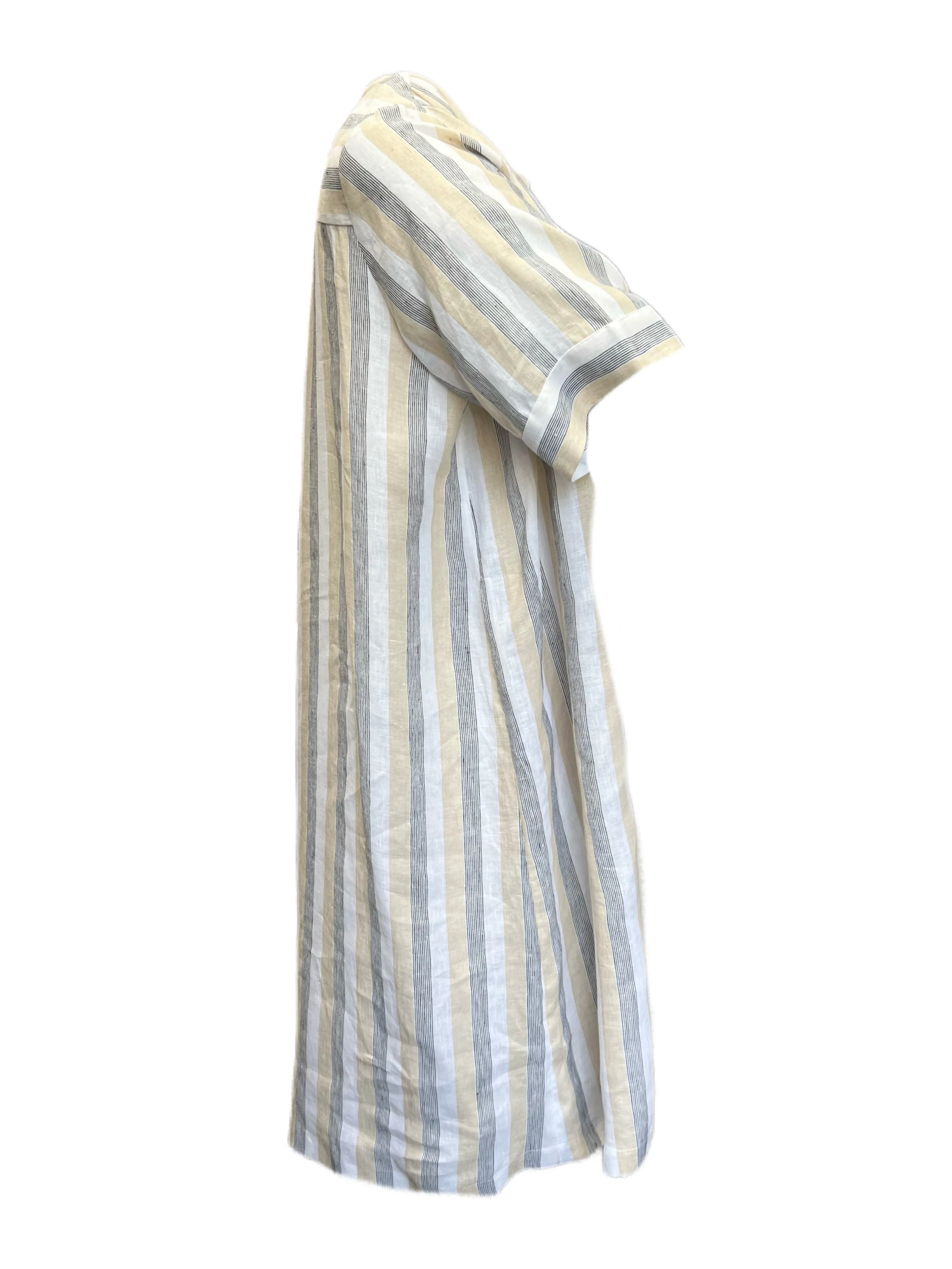 Marina Rinaldi Women's Beige Domino Striped Len Dress Size 20W/29 NWT