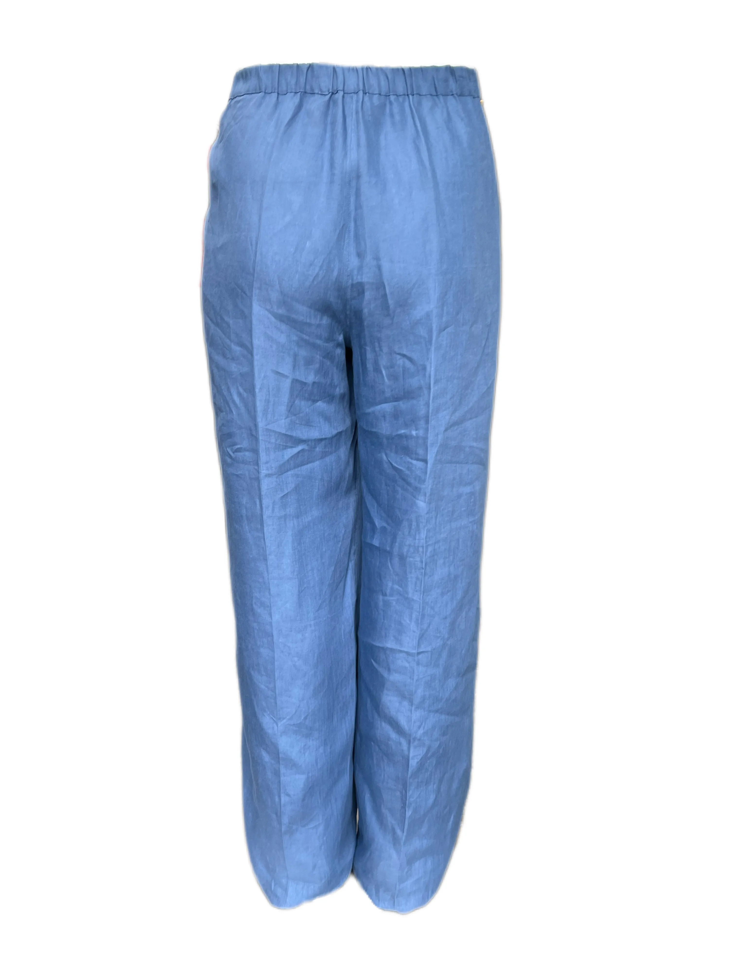 Marina Rinaldi Women's Blue Regolare Elastic Waist Flax Pants Size 22W/31 NWT