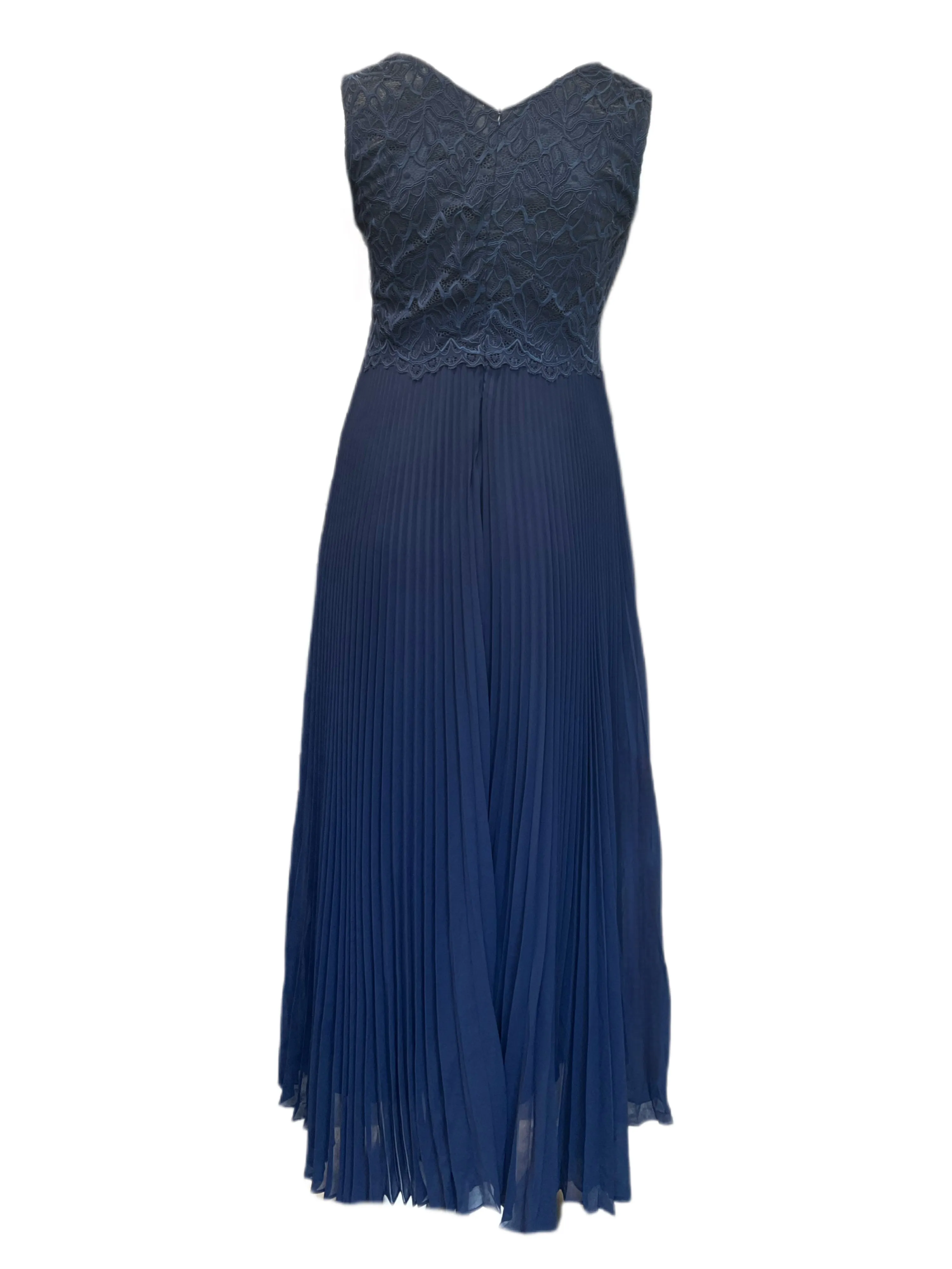 Marina Rinaldi Women's Navy Doris Pleated Maxi Dress Size 8W/17 NWT