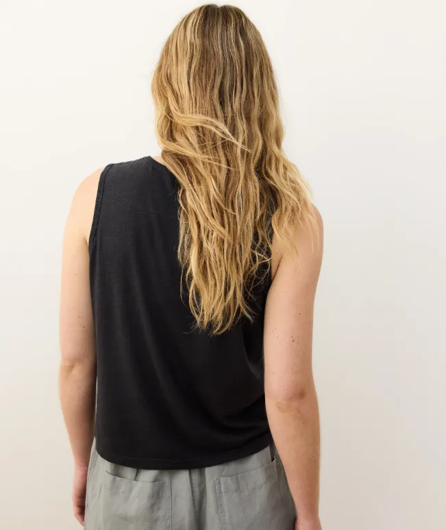 Marine Layer Hemp Cotton Tank in Faded Black