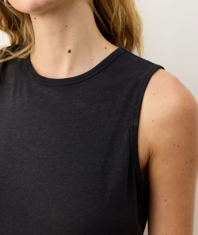 Marine Layer Hemp Cotton Tank in Faded Black