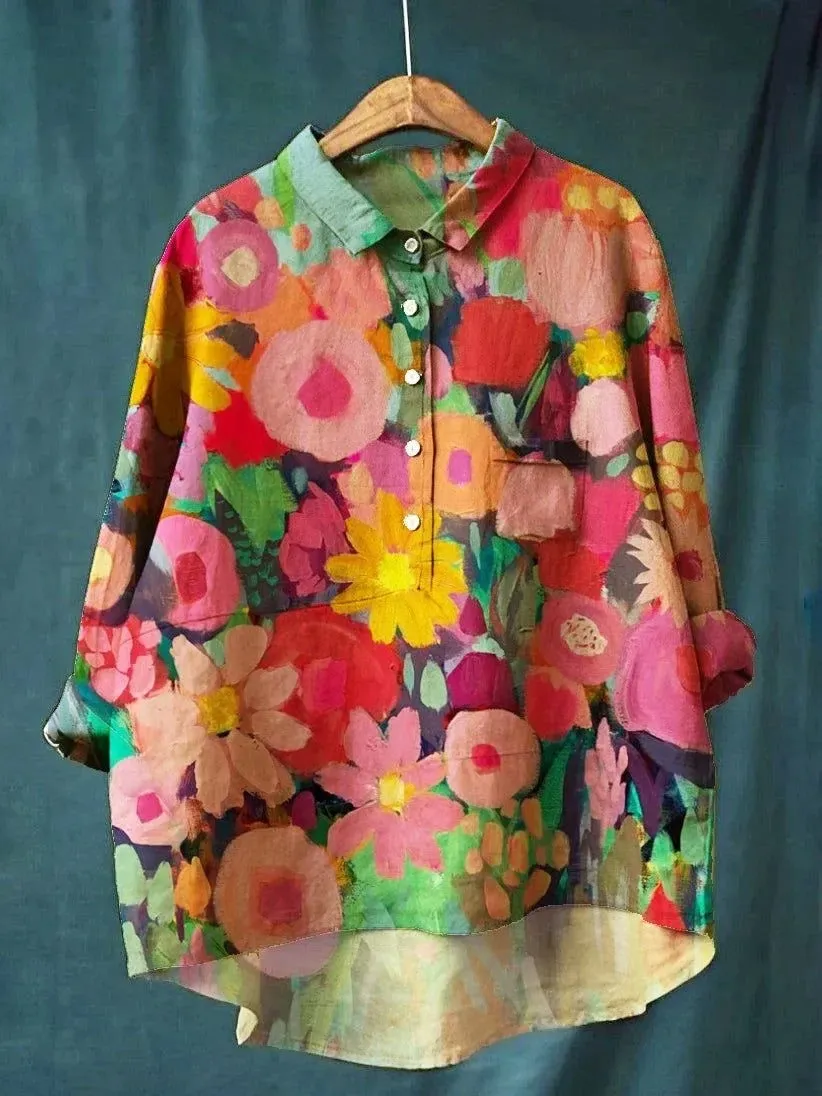 MARY - STYLISH LOOSE-FIT FLORAL SHIRT