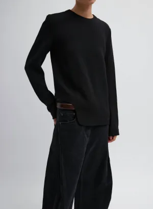 Melee Crepe Long Sleeve Cropped Top In Black