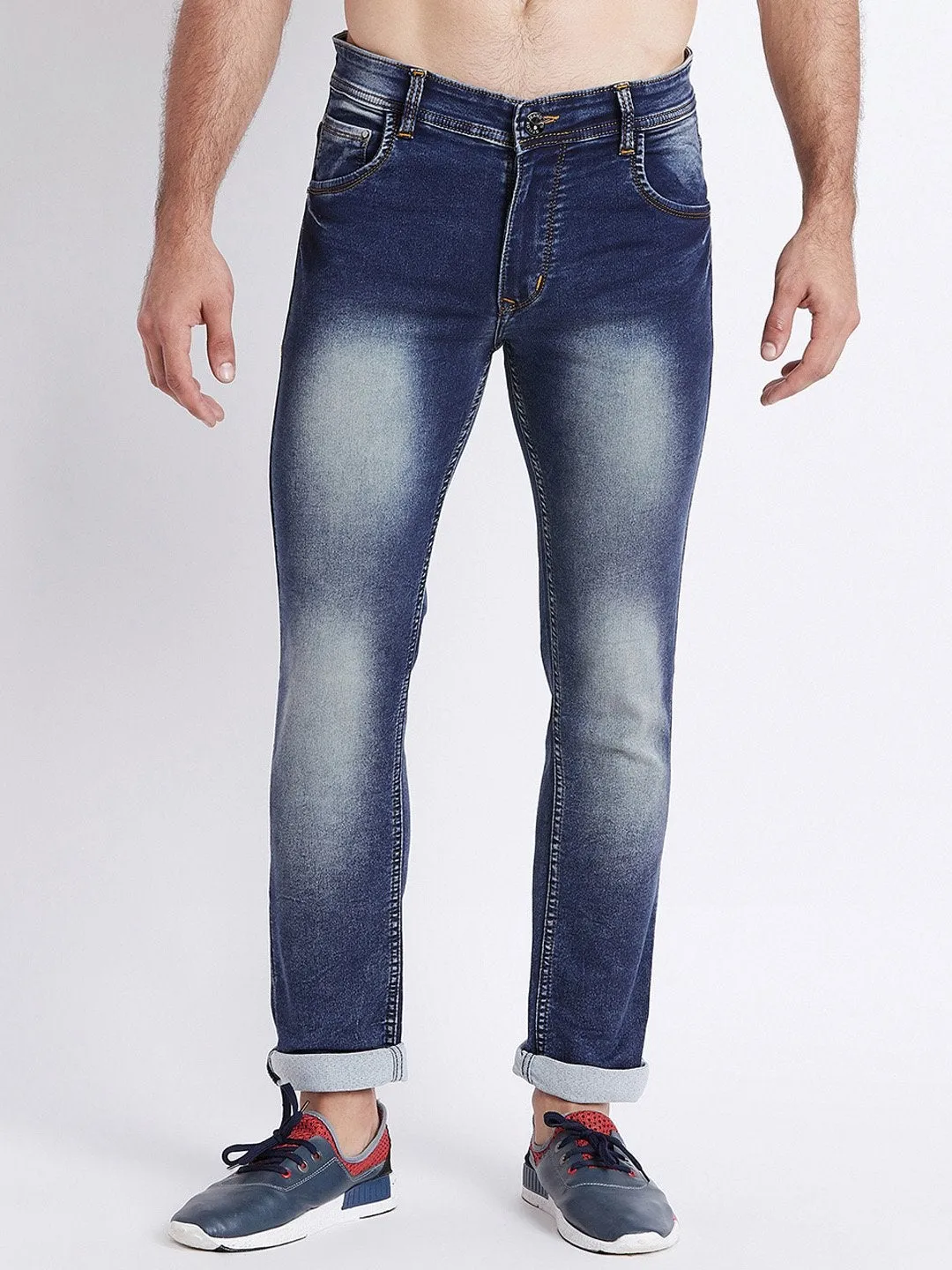 Men Blue Slim Fit Mid-Rise Clean Look Stretchable Jeans