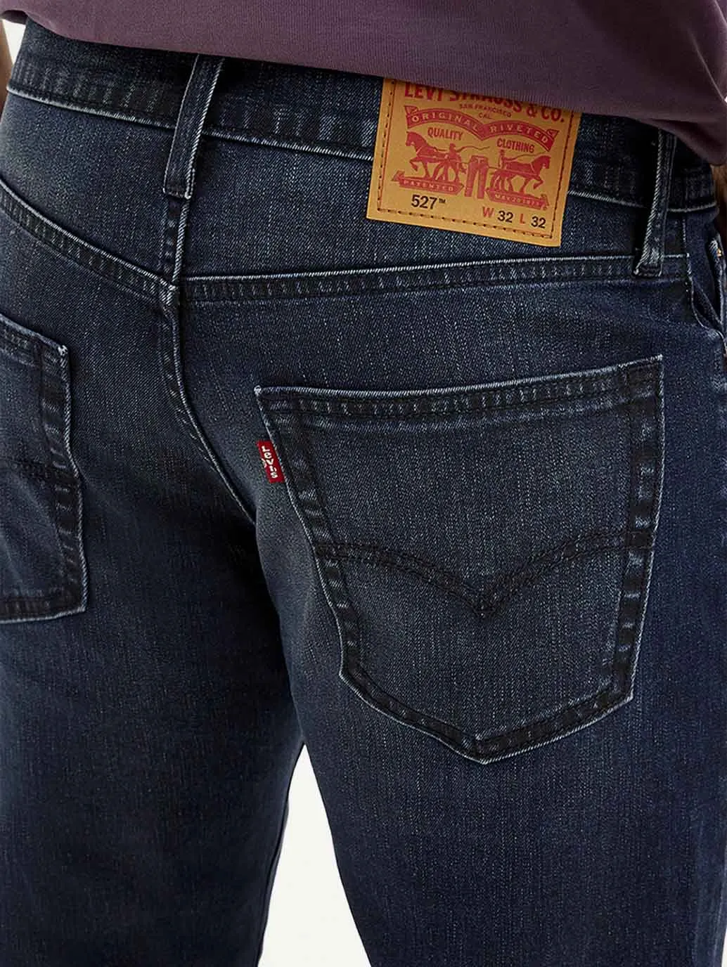 Men's 527 Dark Blue Slim Bootcut Fit Mid Rise Jeans