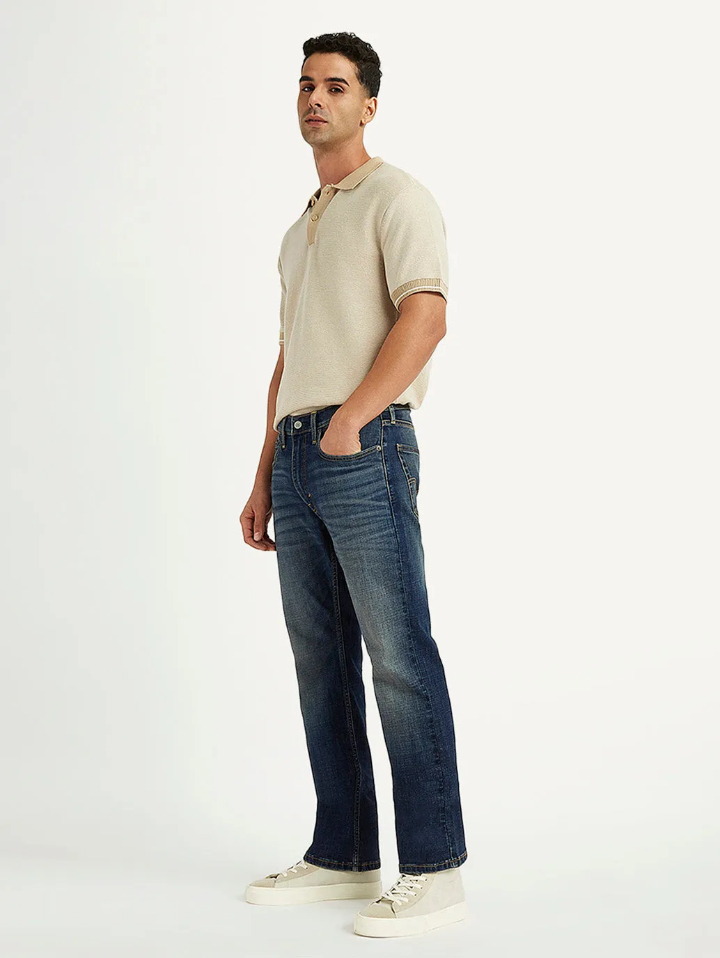 Men's 527 Navy Blue Bootcut Fit Mid Rise Jeans