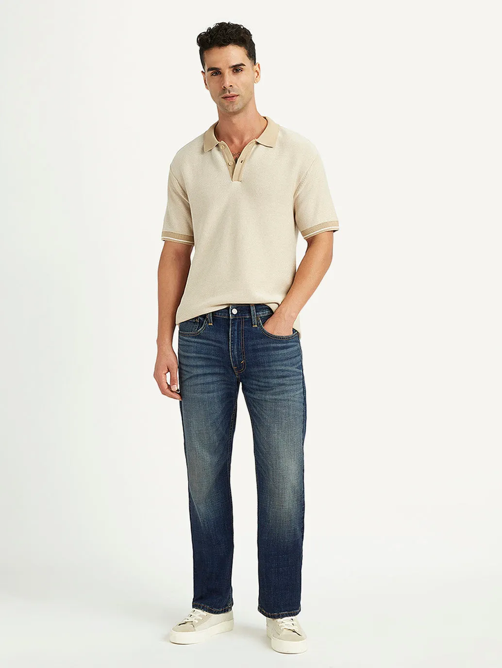 Men's 527 Navy Blue Bootcut Fit Mid Rise Jeans