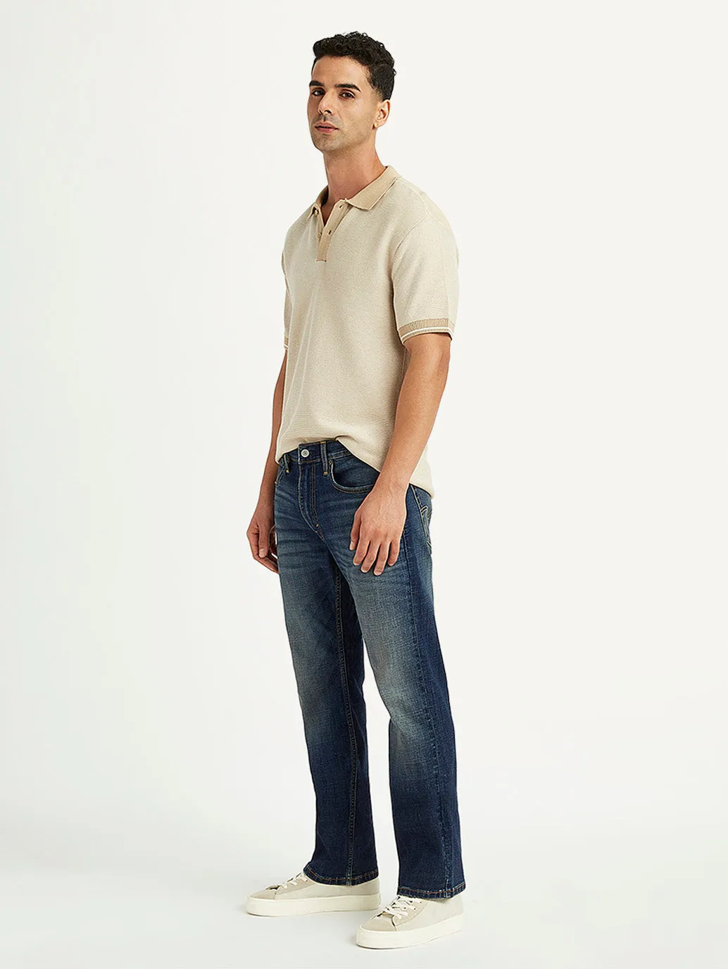 Men's 527 Navy Blue Bootcut Fit Mid Rise Jeans