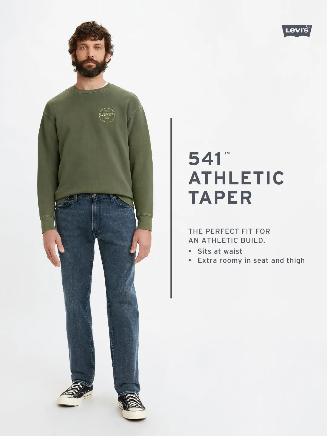 Men's 541 Black Tapered Fit Mid Rise Jeans
