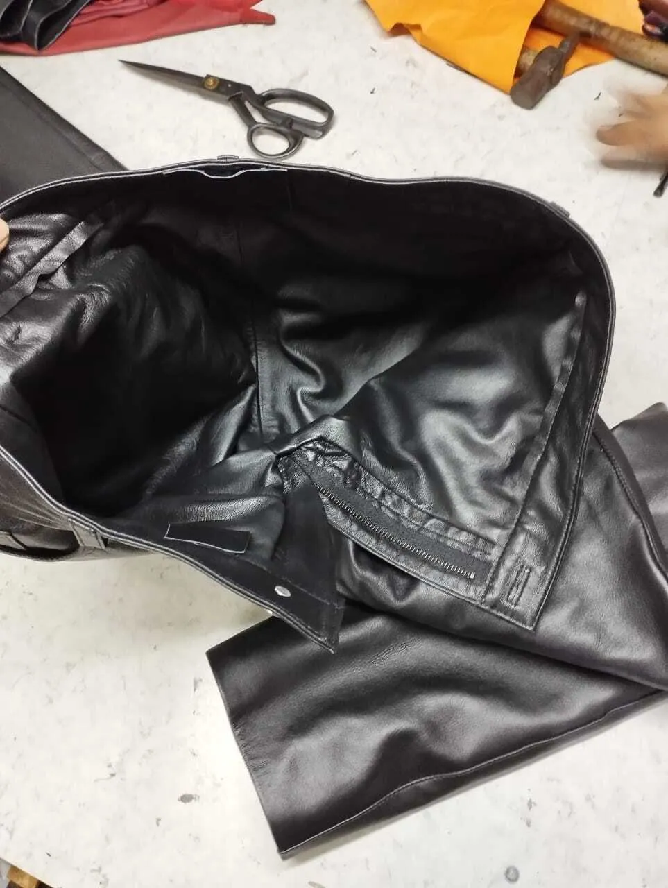 Men's Black Double Layered Leather Pant. Real Soft Lambskin Biker Leather Pant.