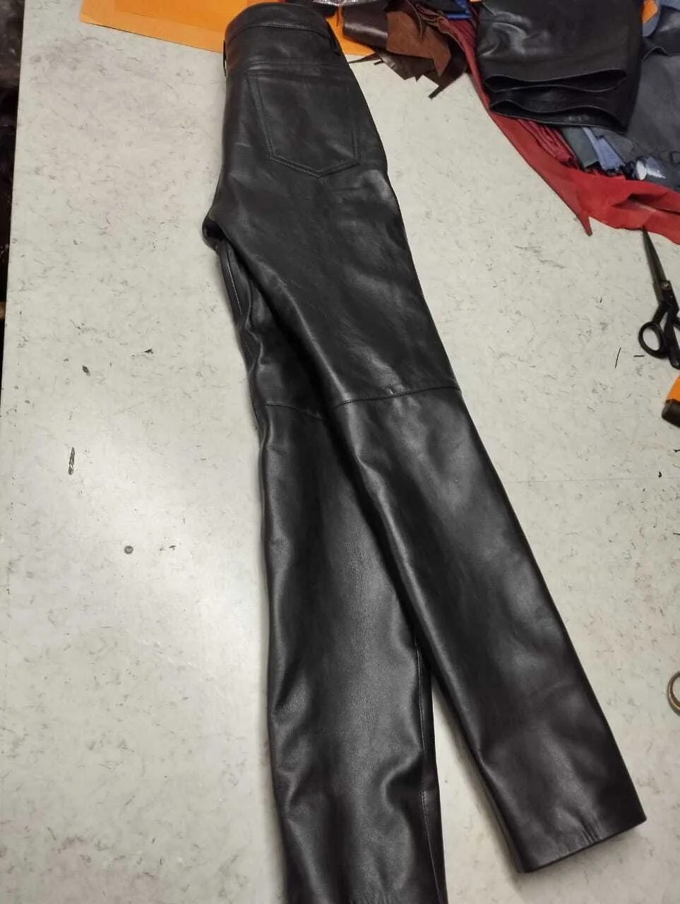 Men's Black Double Layered Leather Pant. Real Soft Lambskin Biker Leather Pant.