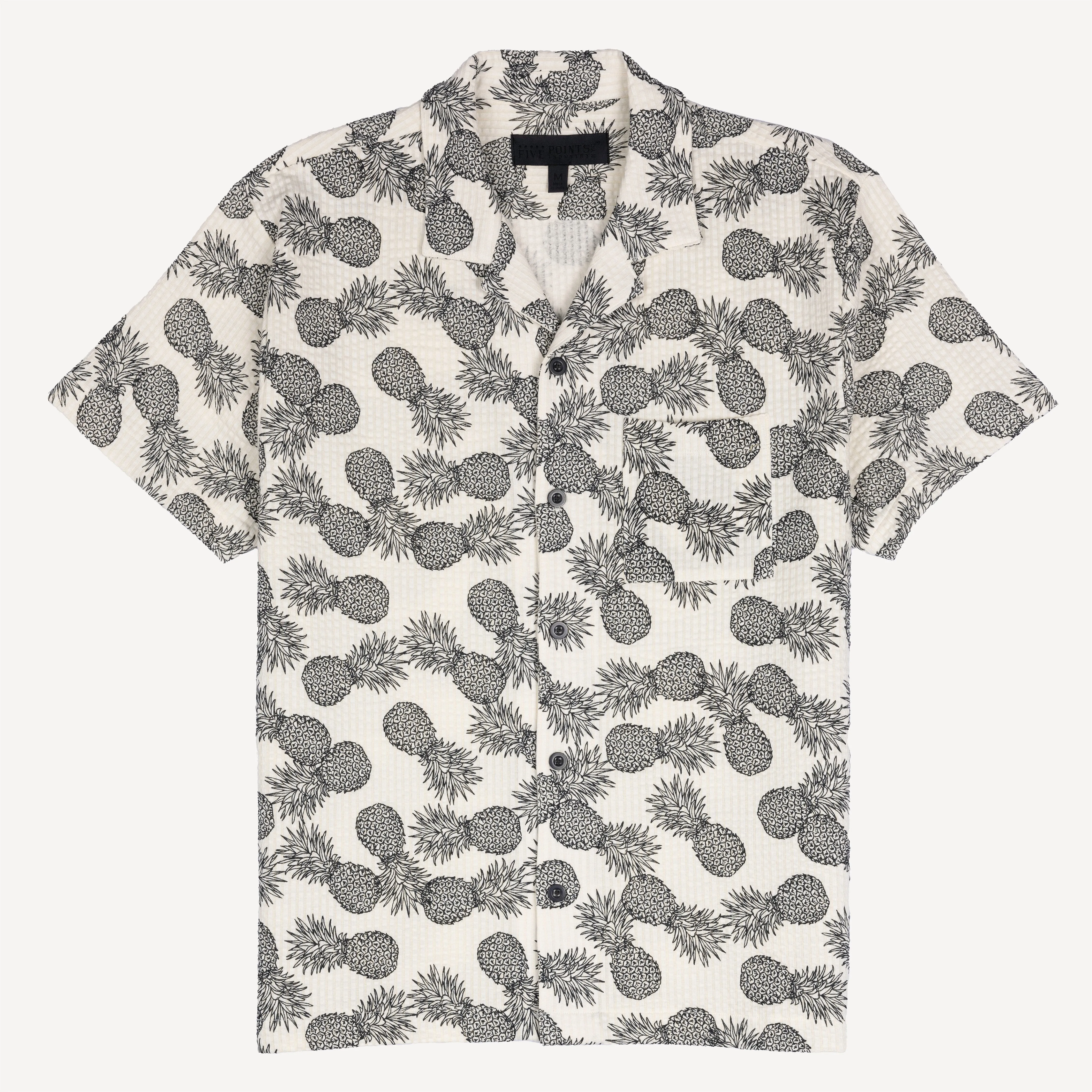 Mens Cool Knit Seersucker Camp Shirt - Tofu / Pineapple
