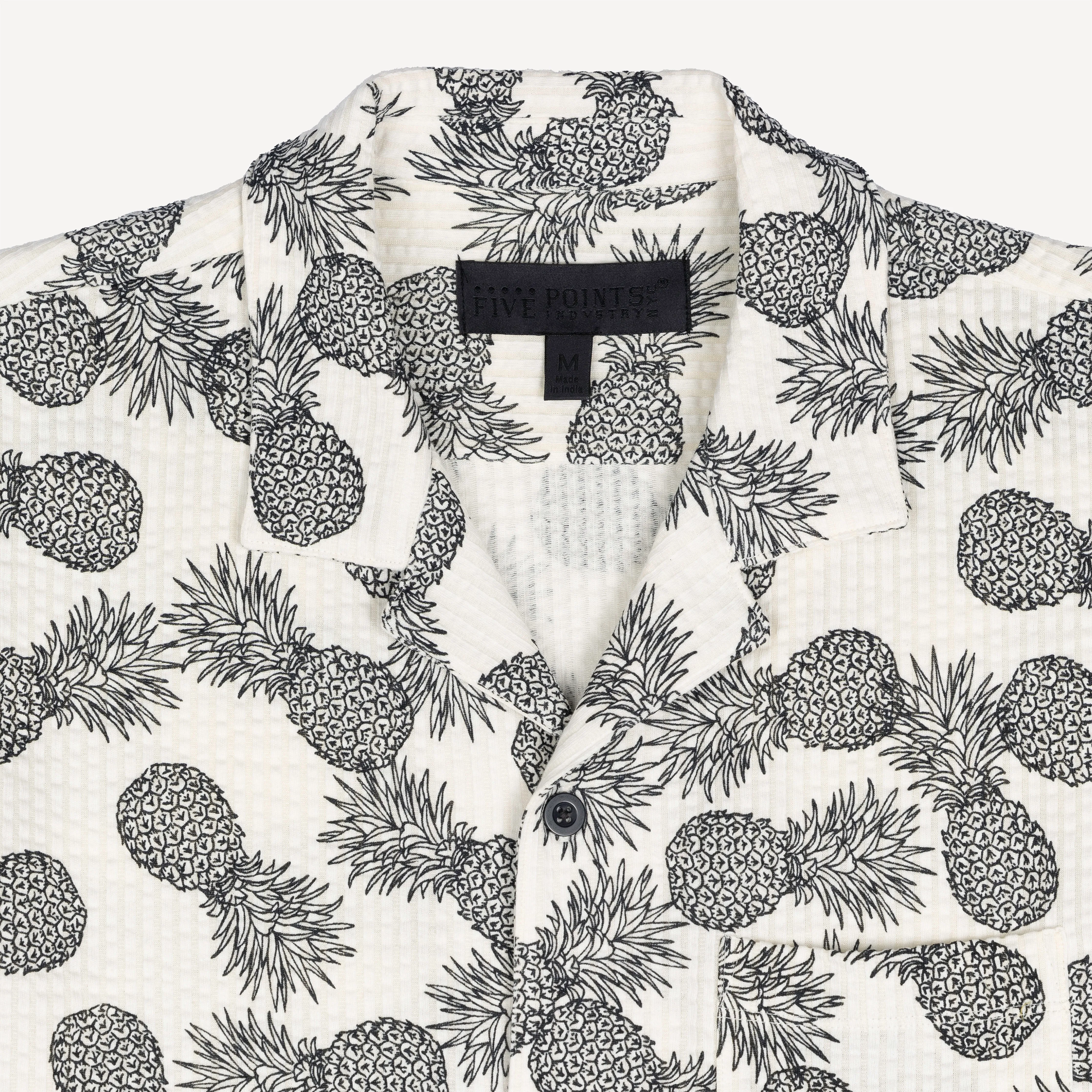 Mens Cool Knit Seersucker Camp Shirt - Tofu / Pineapple