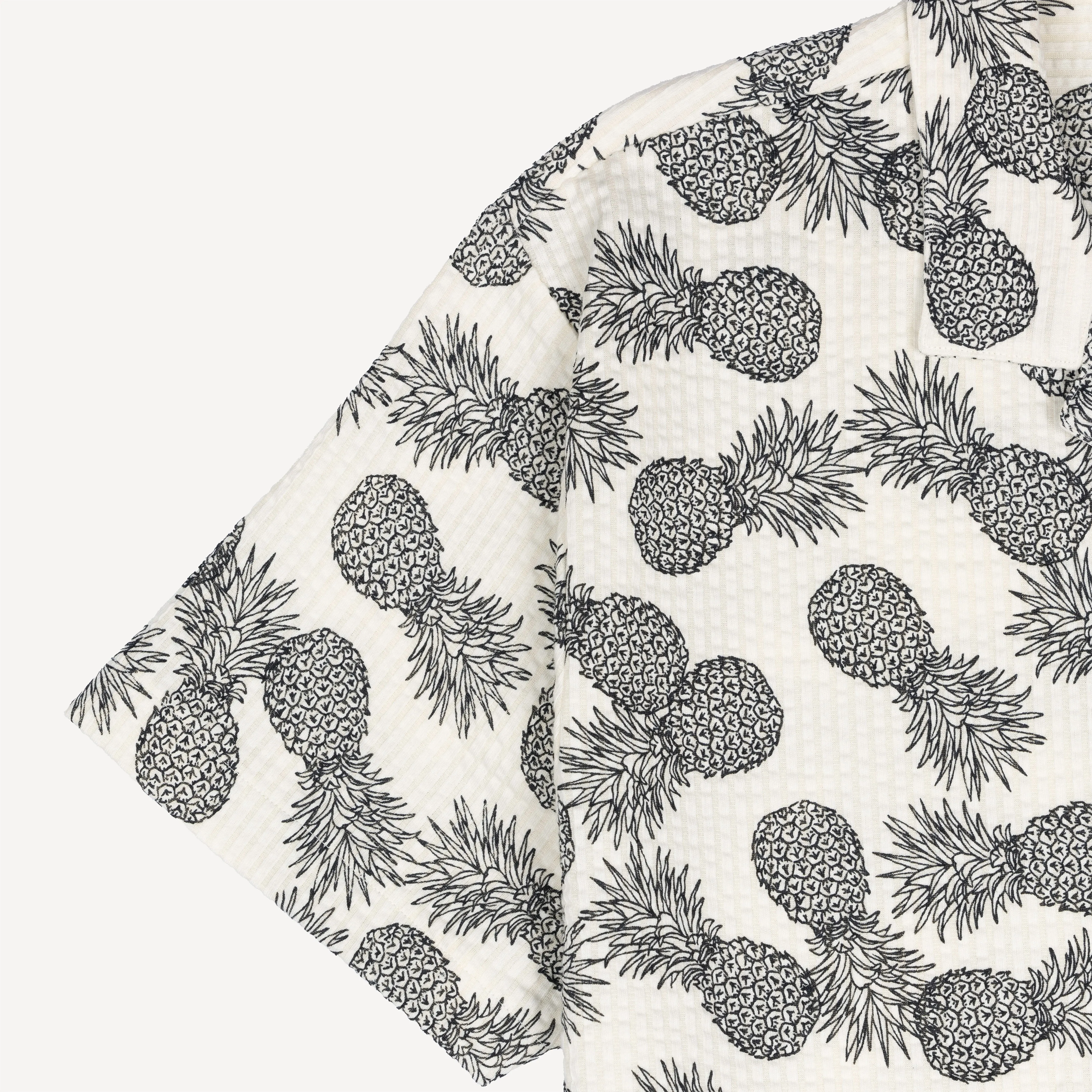 Mens Cool Knit Seersucker Camp Shirt - Tofu / Pineapple