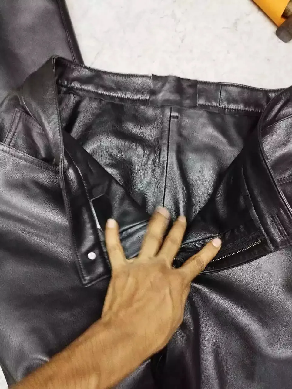 Men's New Black Biker Leather Pant. Real Lambskin Double Layered Leather Pant.