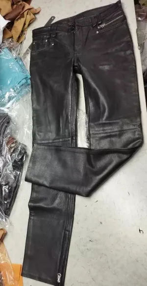 Men's New Black Biker Leather Pant. Real Lambskin Double Layered Leather Pant.