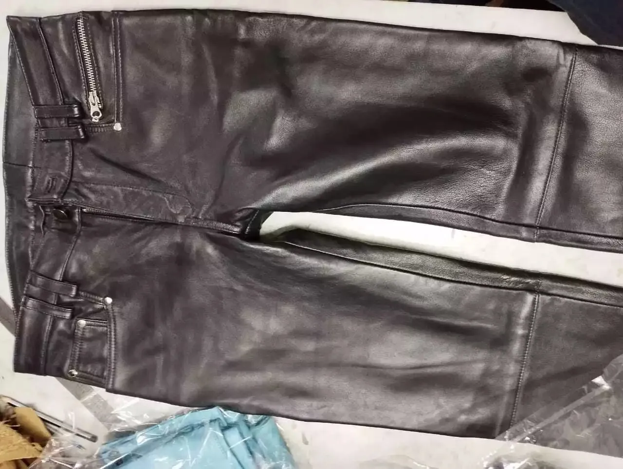 Men's New Black Biker Leather Pant. Real Lambskin Double Layered Leather Pant.
