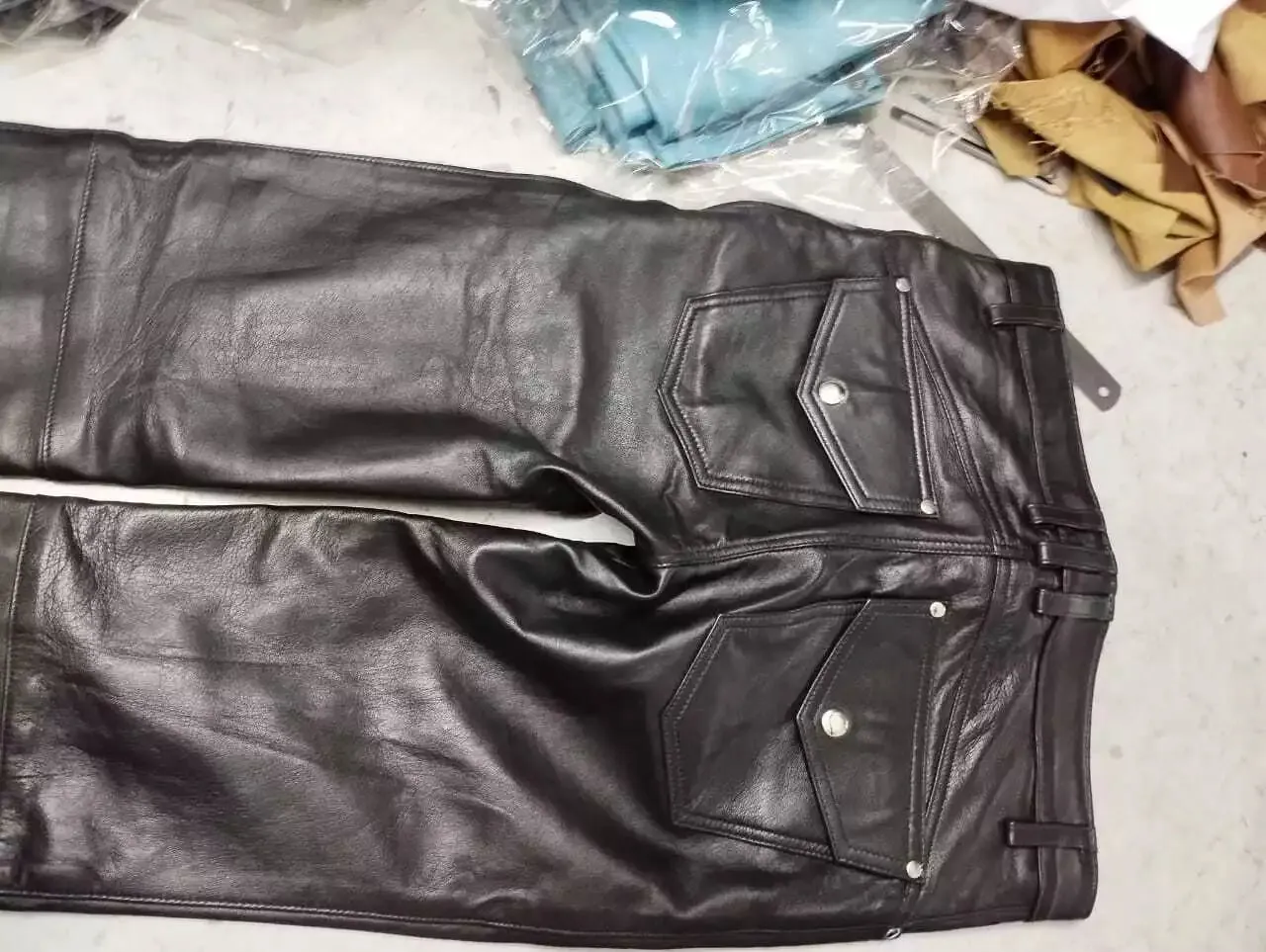 Men's New Black Biker Leather Pant. Real Lambskin Double Layered Leather Pant.