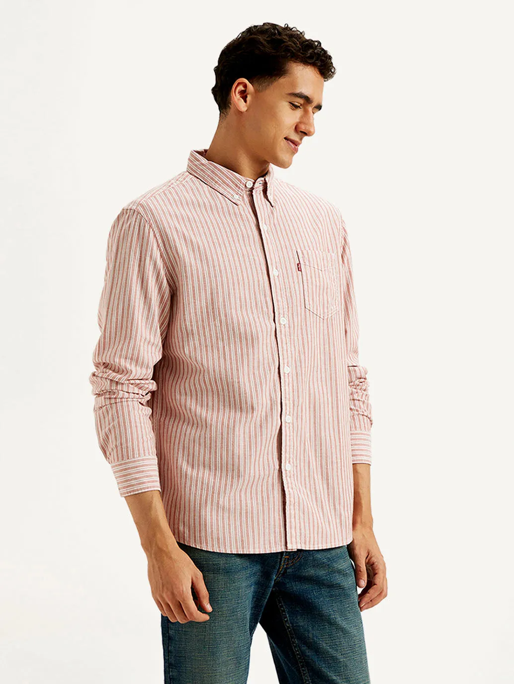 Men's Striped Slim Fit Oxford Shirt