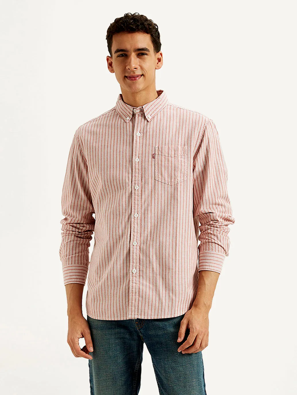 Men's Striped Slim Fit Oxford Shirt