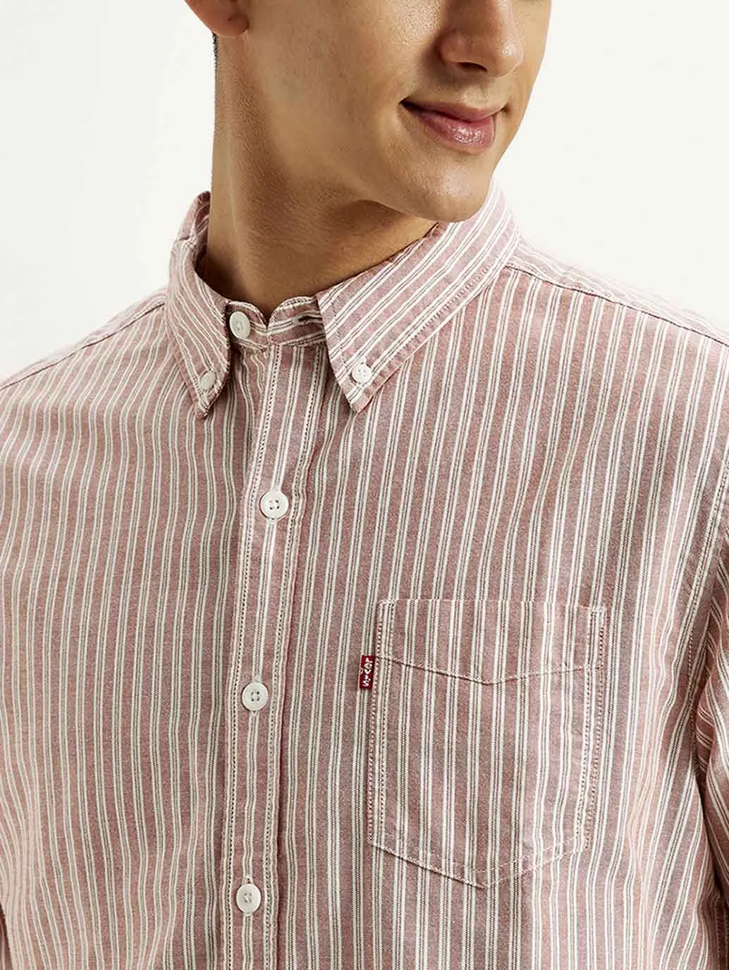 Men's Striped Slim Fit Oxford Shirt