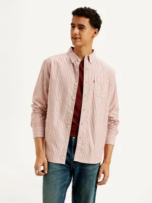 Men's Striped Slim Fit Oxford Shirt