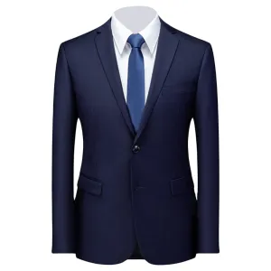 Men's Stylish Slim Fit Daily Blazer Solid Casual Formal Wedding Party Sport Coat One Button Lapel Business Jacket (Dark Blue 2,X-Small)