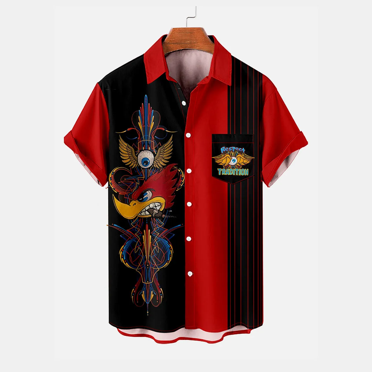 Men's Vintage Pinstripe Automotive Pocket Shirt