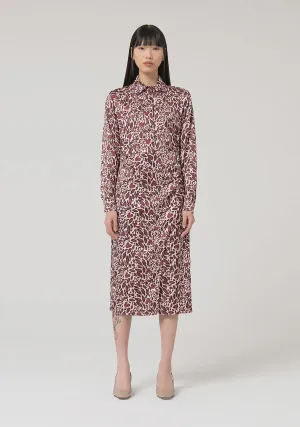Midi Dress in Bordeaux Print
