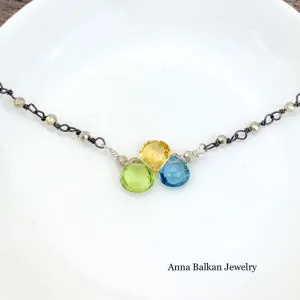Mini Katie Tri-Gem Necklace