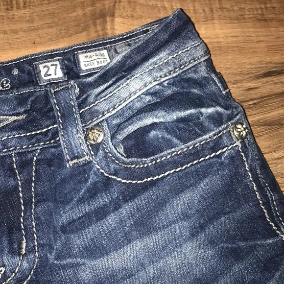 Miss me bedazzled mid rise easy boot jeans size 27