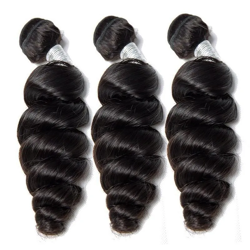 Modern Show 3 Bundles of 12A Malaysian Virgin Remy Human Hair Weave Loose Wave Natural Black Hair