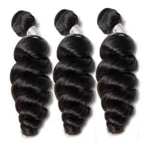 Modern Show 3 Bundles of 12A Malaysian Virgin Remy Human Hair Weave Loose Wave Natural Black Hair