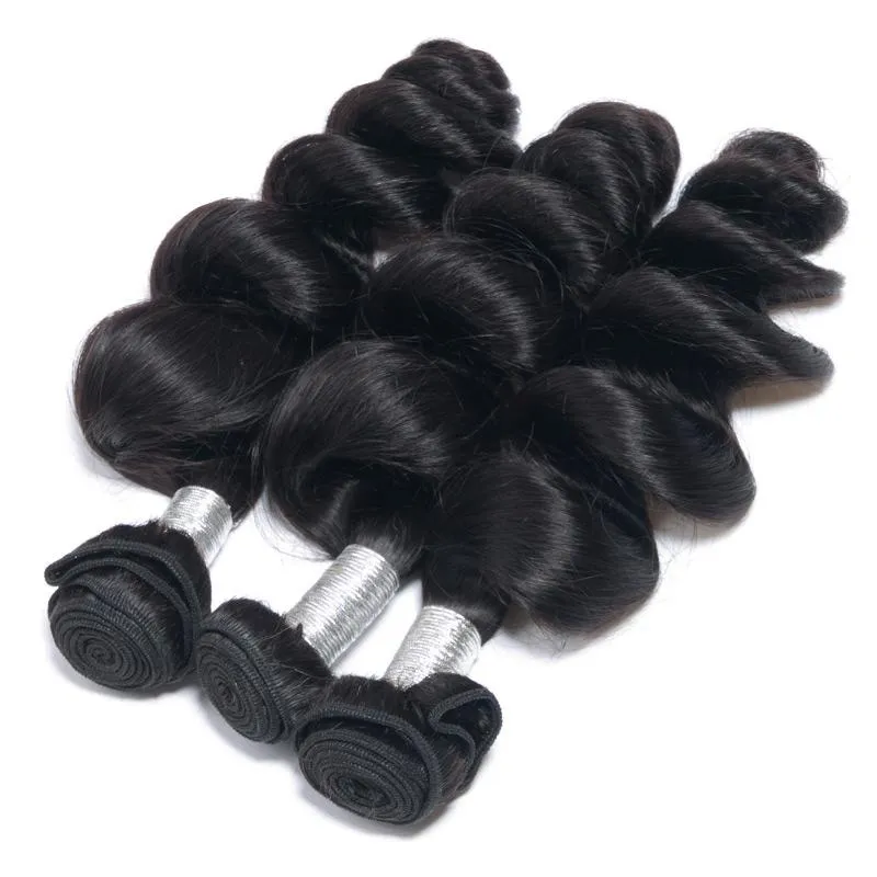 Modern Show 3 Bundles of 12A Malaysian Virgin Remy Human Hair Weave Loose Wave Natural Black Hair